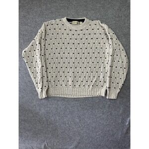 Vintage FieldMaster Sweater Men Large Gray Dot motif Textured Ribbed Knit Cotton